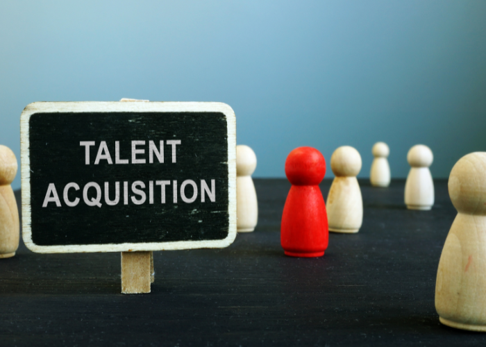 A selected red wooden counter showing how talent acquisition strategies boost profit margins. 