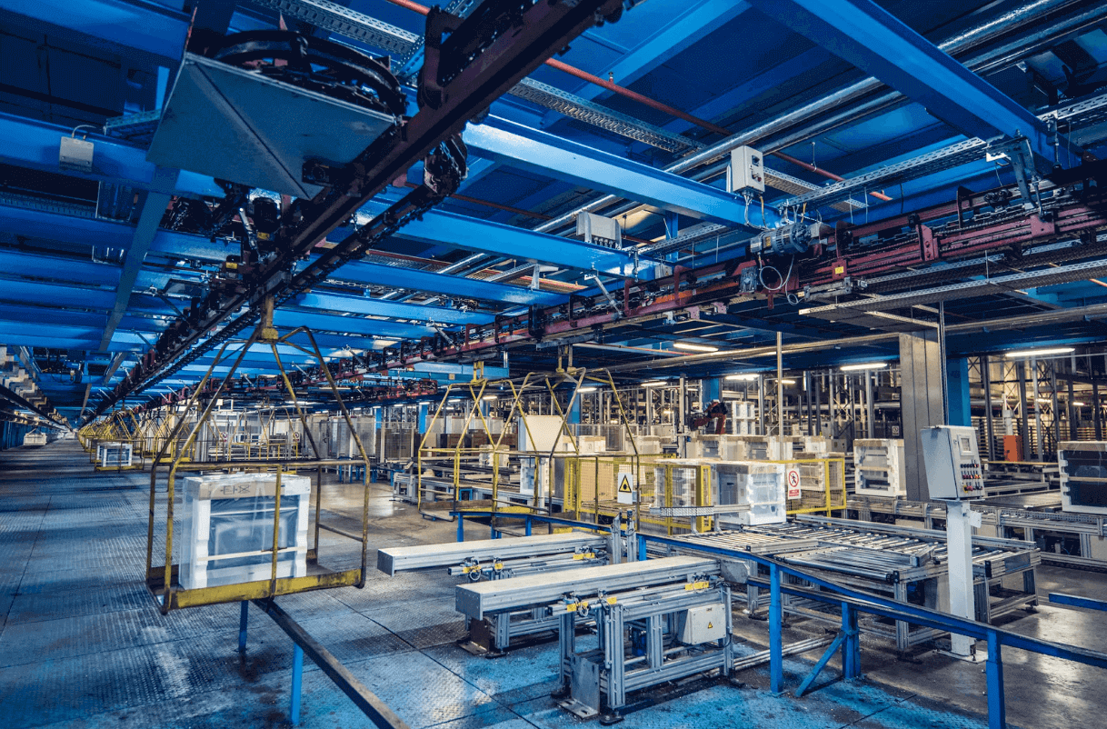 An expansive and advanced distribution centre production line being supported by advanced high speed fiber optic cabling infrastructure allowing for supercharged operations.